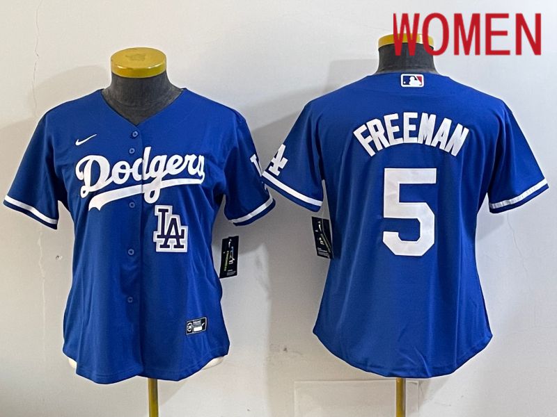 Women Los Angeles Dodgers #5 Freeman Blue Game 2024 Nike MLB Jersey style 11202